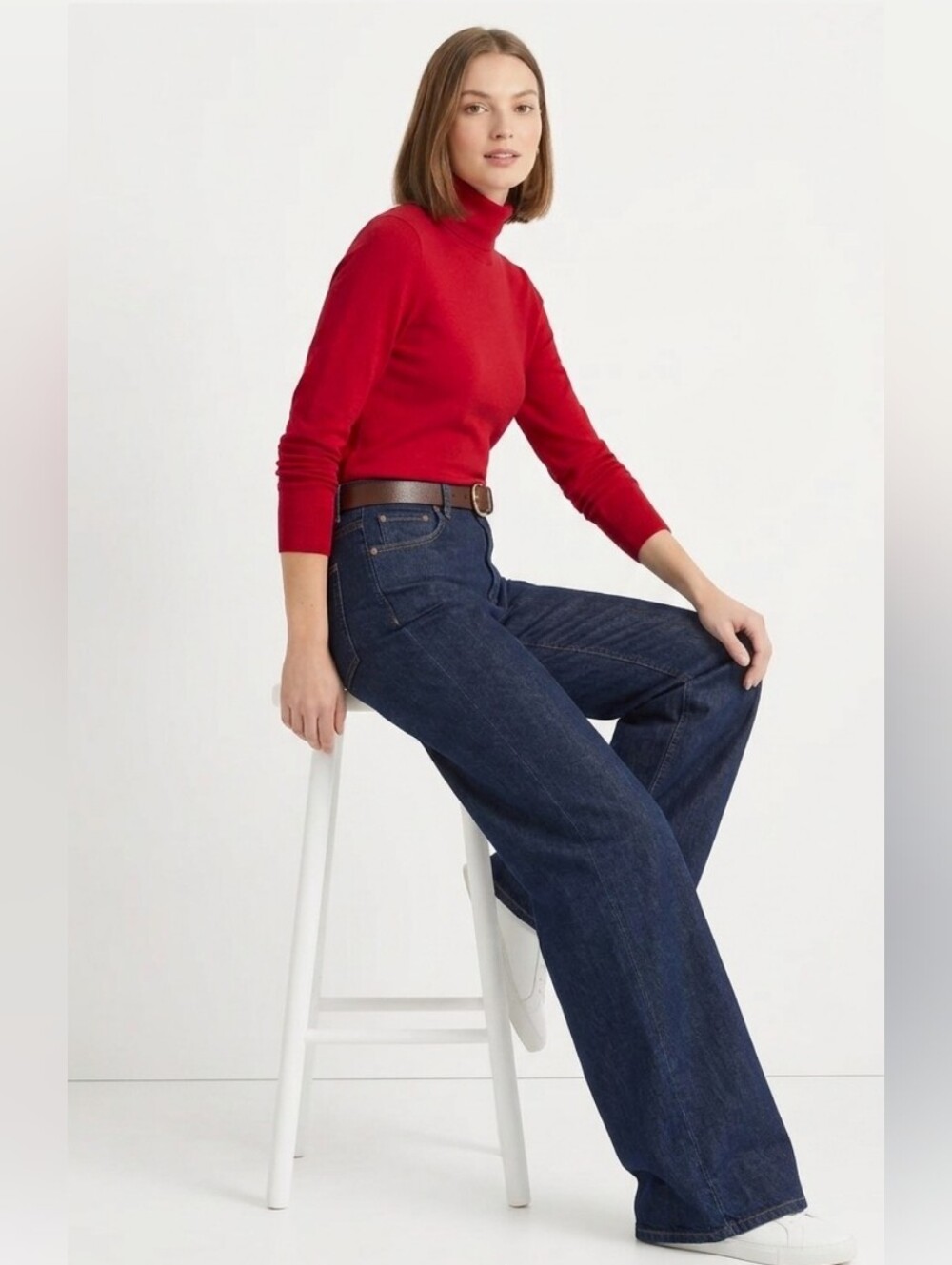 Charter Club Red Turtleneck Top, 100% Cotton - Bold Minimalist
